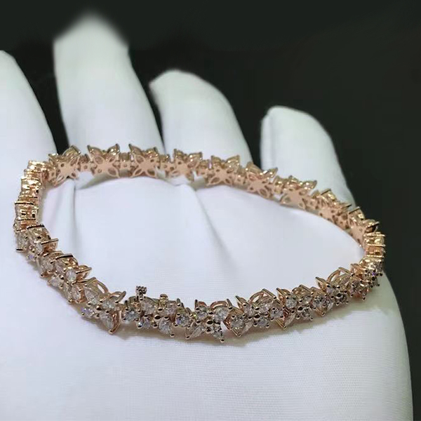 Tiffany & Co. Victoria 18K Rose Gold Mixed Diamond Cluster Tennis Bracelet