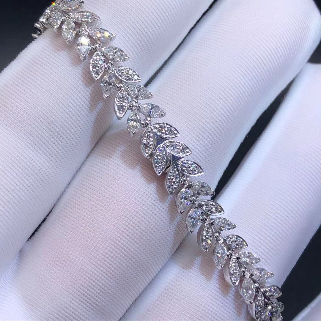 Tiffany & Co. Victoria Round Brilliant and Marquise Diamond Vine Tennis Platinum Bracelet 67143647