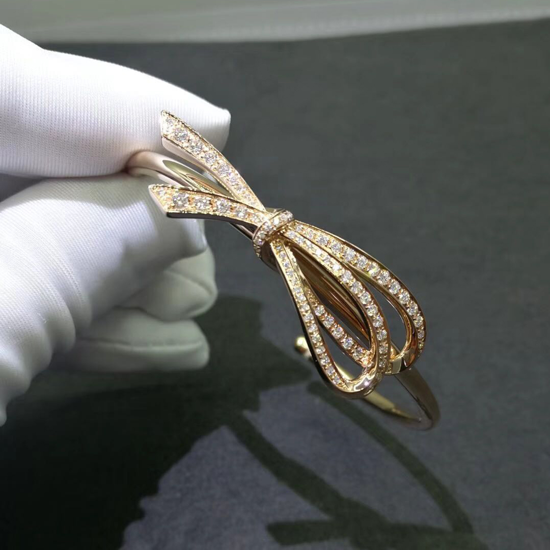 Tiffiany & Co. 18k Rose Gold Diamond Large Bow Cuff Bracelet