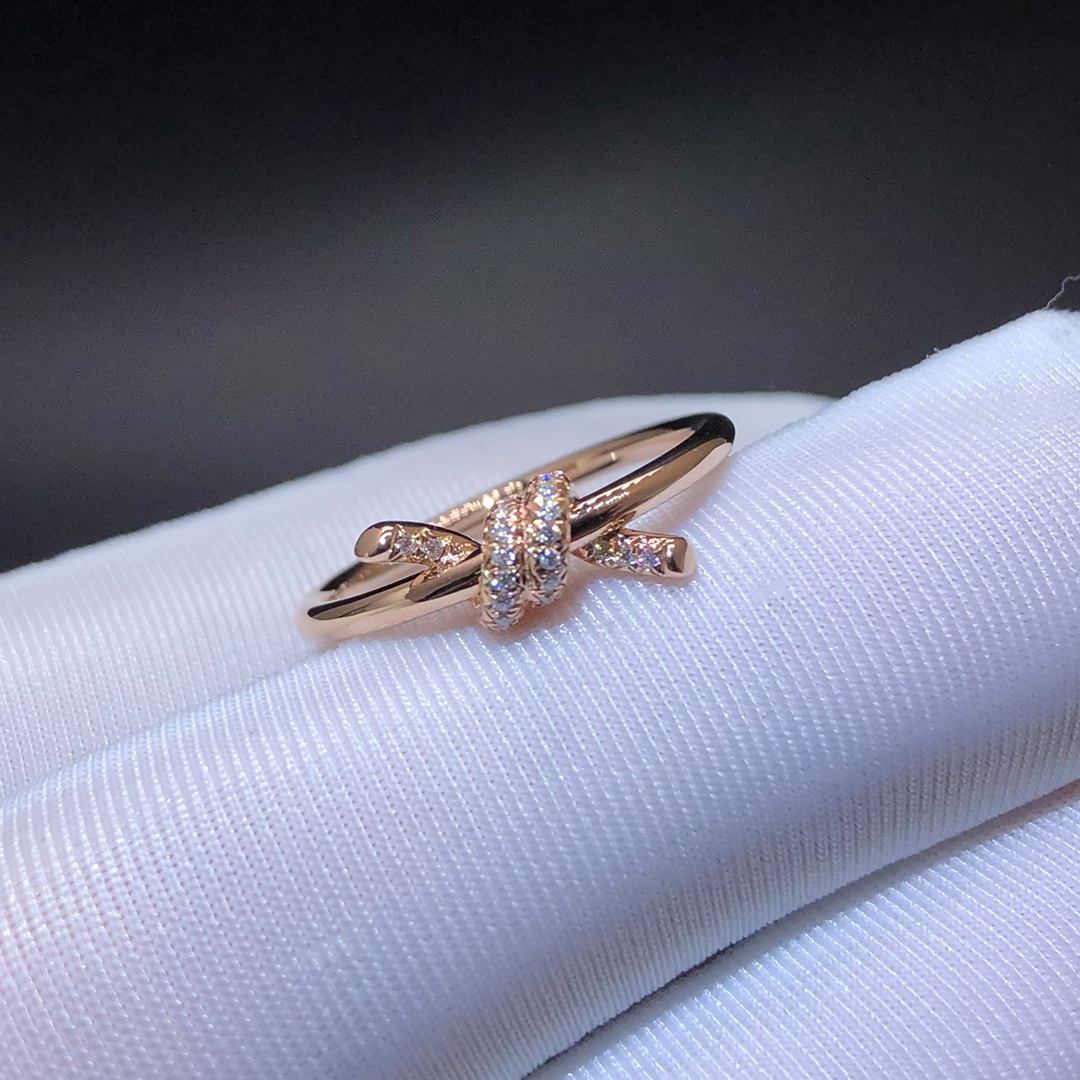 Tiffany & Co. 18k Rose Gold with Diamonds Knot Ring 69526411