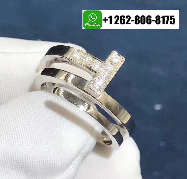 Tiffany & Co. T Double Square Wrap 18k White Gold Diamond Ring 60149848