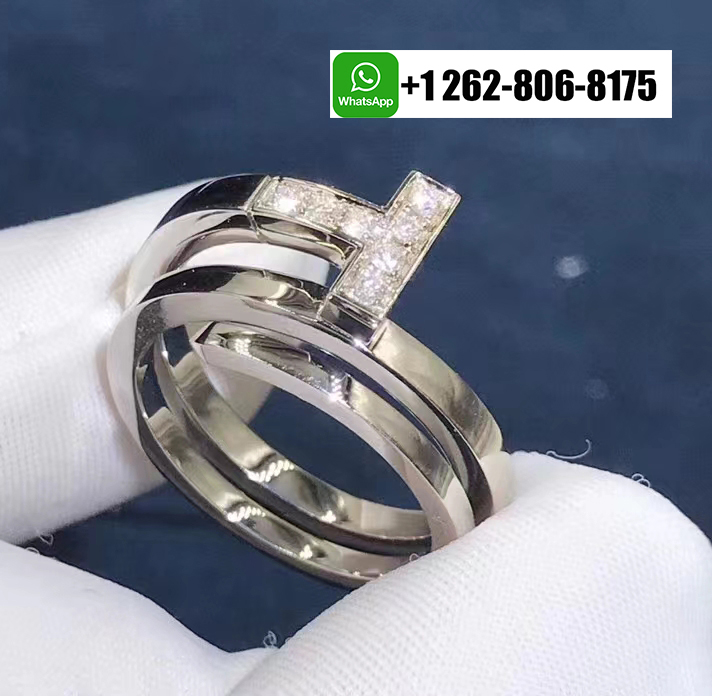 Tiffany & Co. T Double Square Wrap 18k White Gold Diamond Ring 60149848