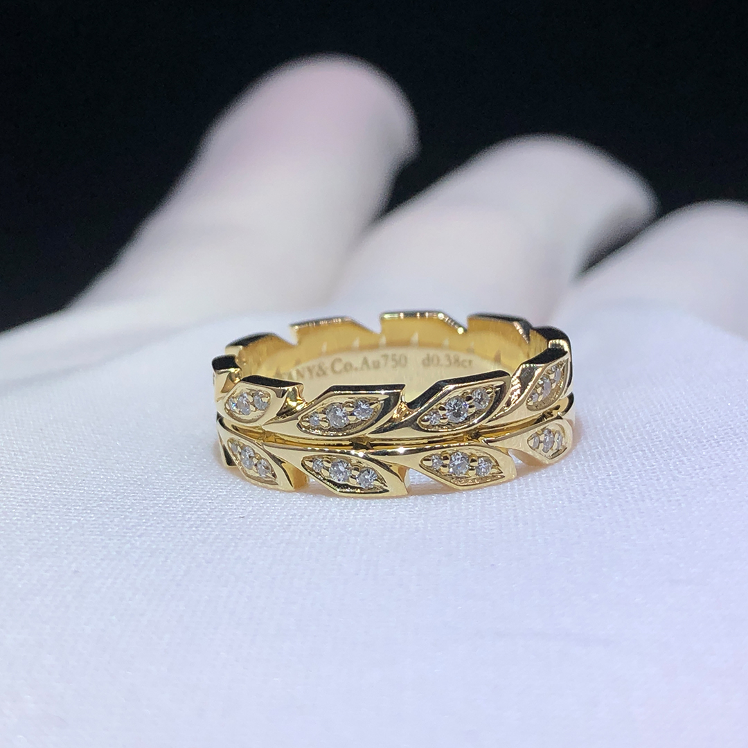 Tiffany & Co. Victoria Vine 6 mm Wide Band 18k Yellow Gold Diamonds Ring 69523773