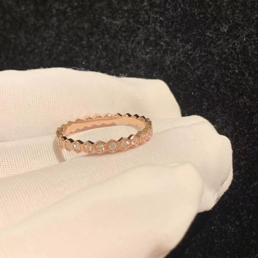 Chaumet Bee My Love Diamond 18k Rose Gold 2.5mm Band Ring 081931