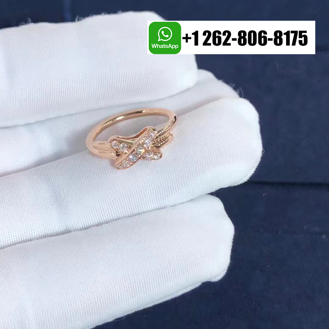 Chaumet Jeux de Liens Diamond 18k Rose Gold Ring 081239