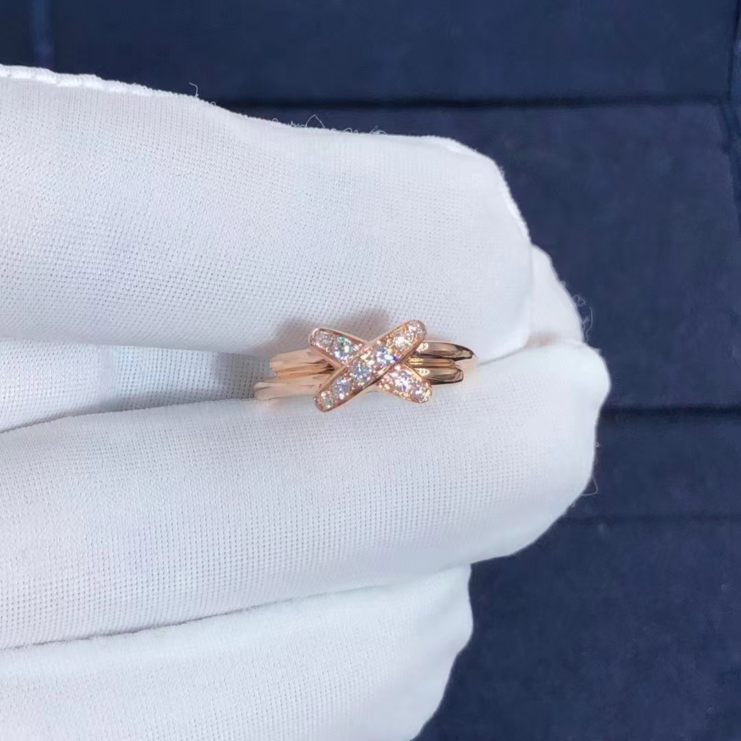 Chaumet Jeux de Liens Diamond 18k Rose Gold Ring 081239