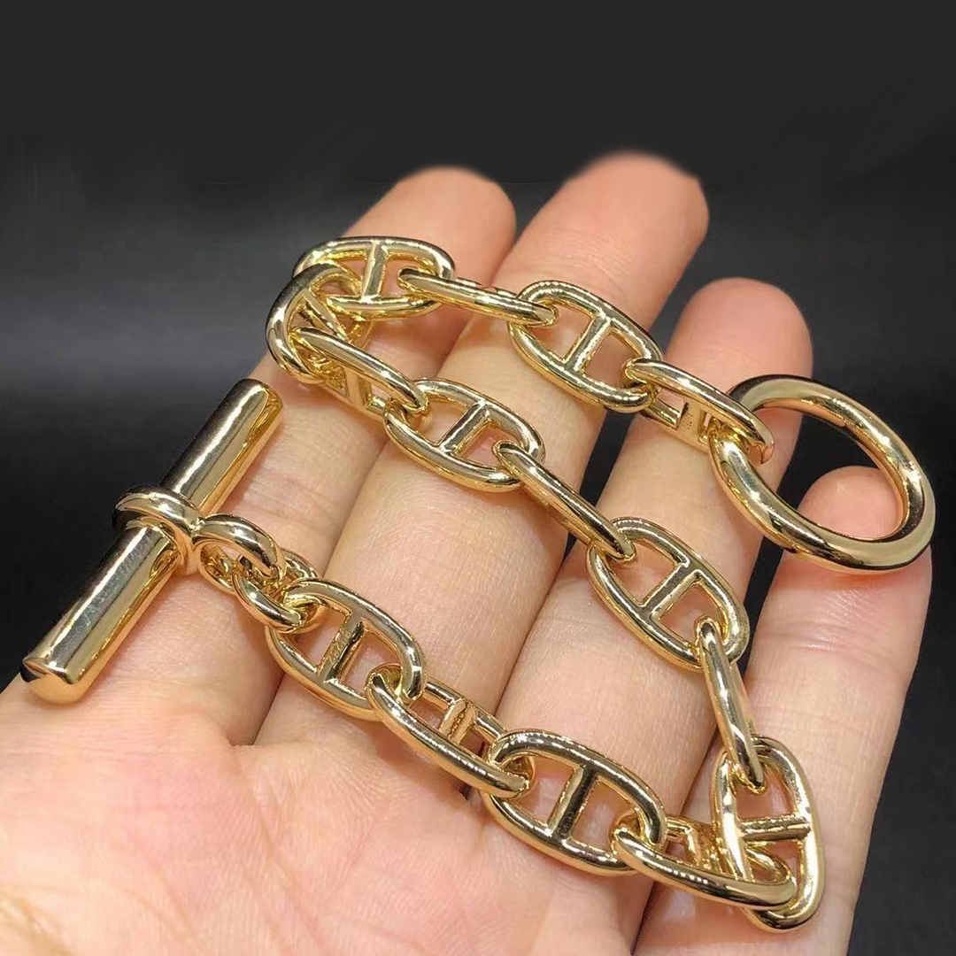 Hermes Chaine D’ancre Solid 18k Yellow Gold Anchor Toggle Bracelet