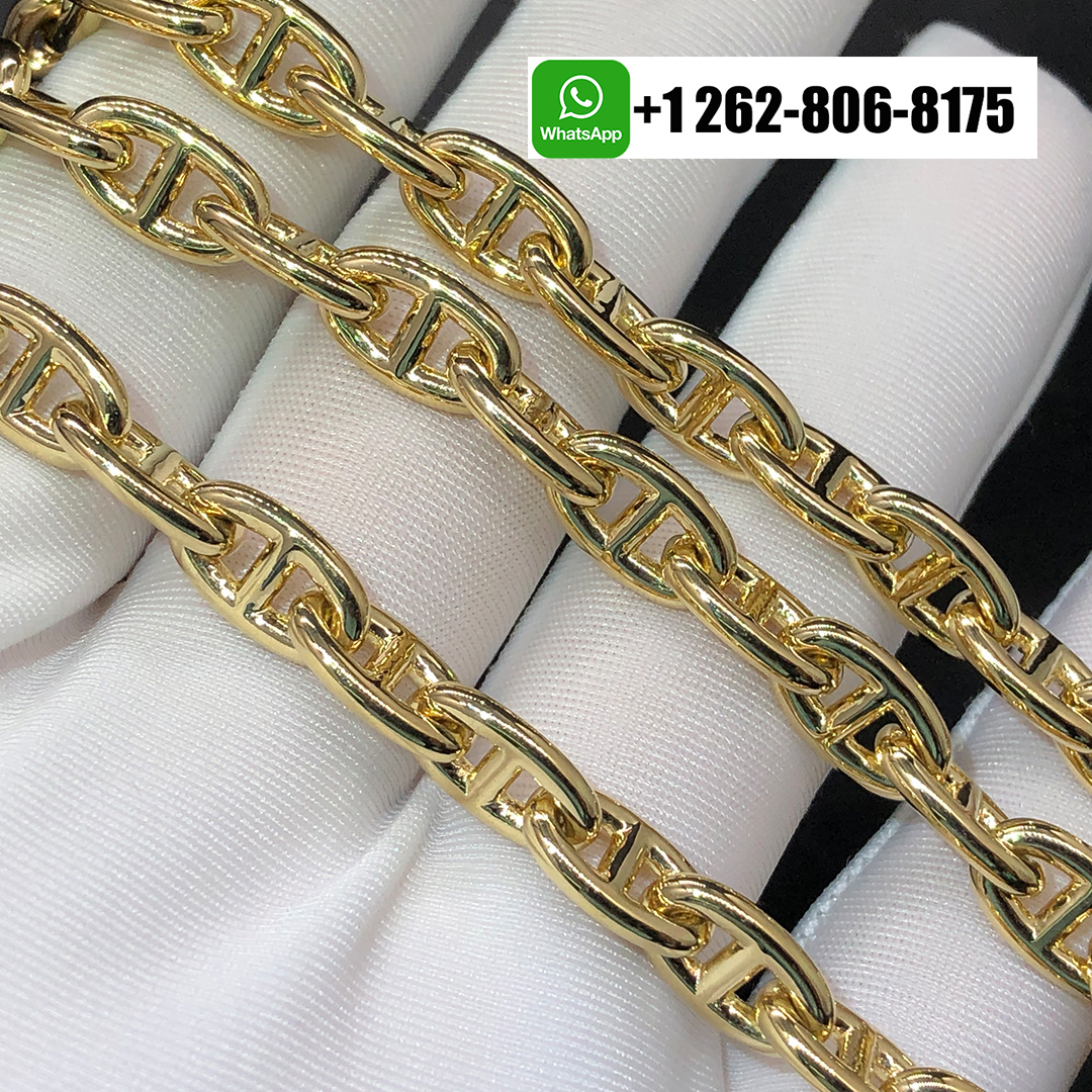 Hermes Chaine d’Ancre Solid 18K Yellow Gold Anchors Link Toggle Necklace