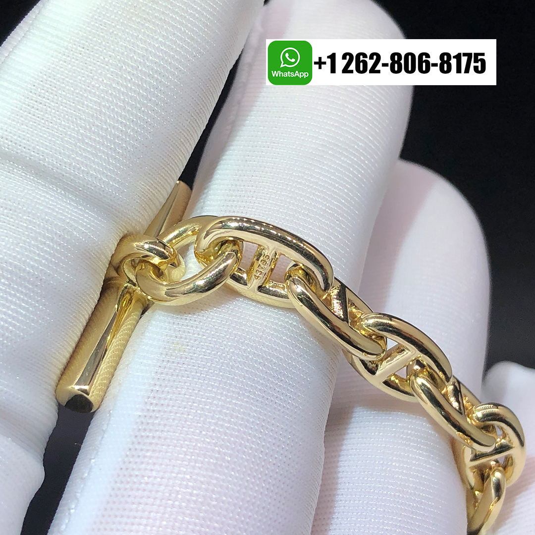 Hermes Chaine d’Ancre Solid 18K Yellow Gold Anchors Link Toggle Necklace