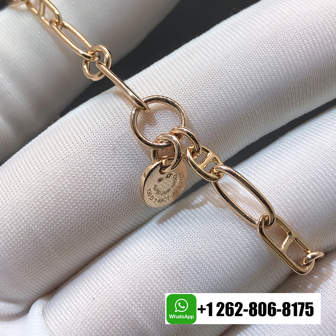 Hermes Precieux Kelly Diamond 18k Rose Gold Pendant Toggle Long Necklace H121101B 00