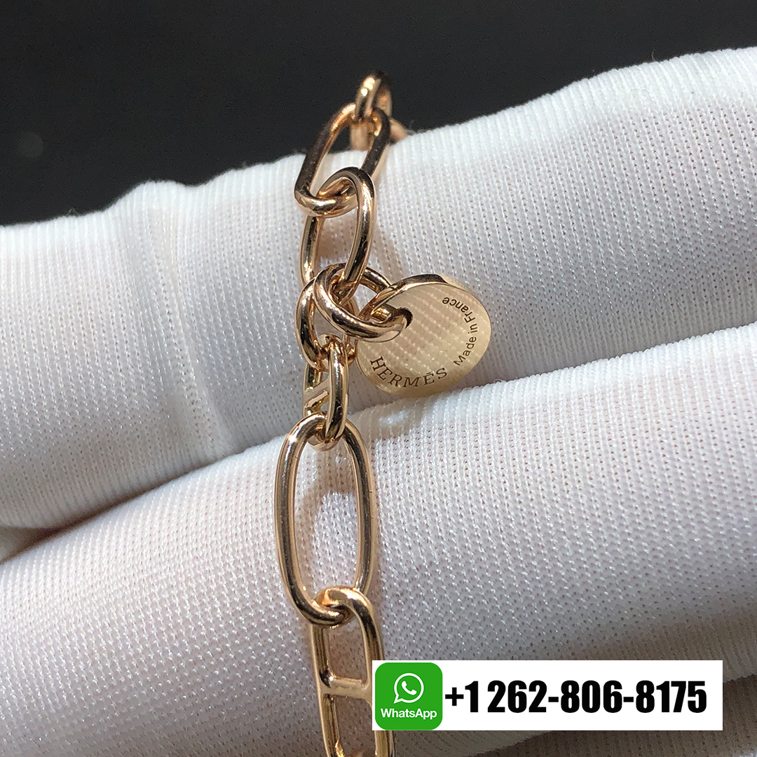 Hermes Precieux Kelly Diamond 18k Rose Gold Pendant Toggle Long Necklace H121101B 00