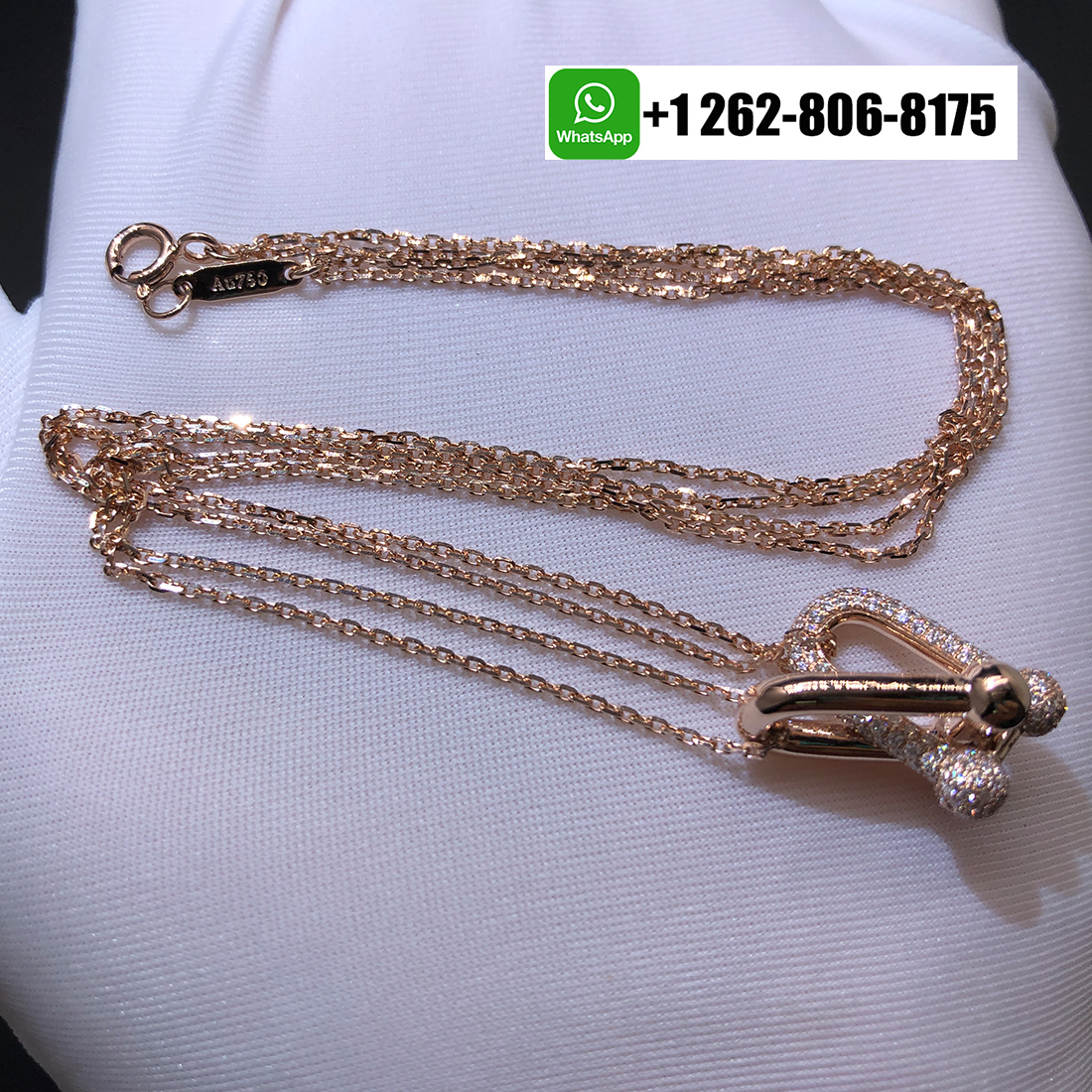 Tiffany & Co. 18k Rose Gold Pavé Diamonds HardWear Large Double Link Pendant Necklace 68692504