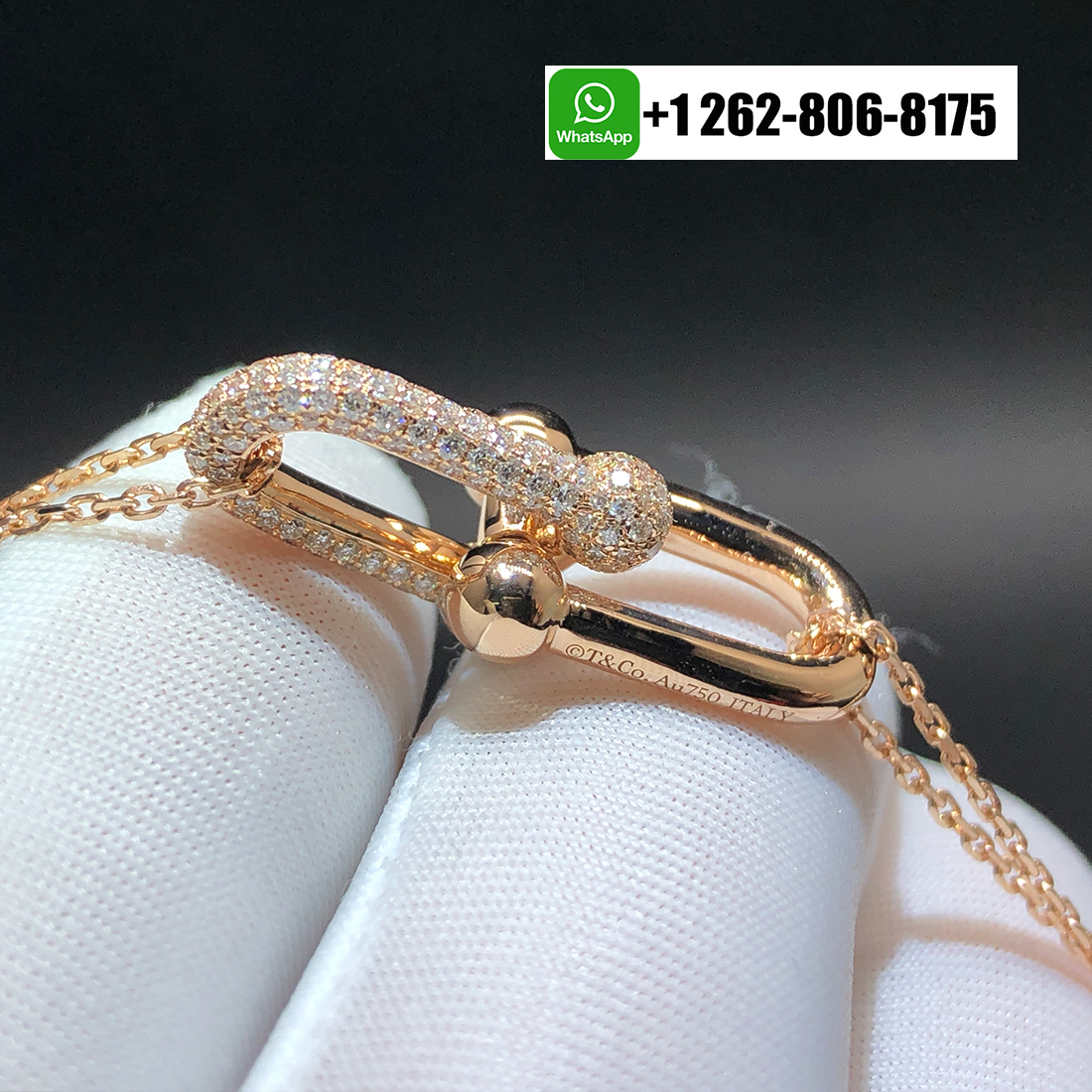 Tiffany & Co. 18k Rose Gold Pavé Diamonds HardWear Large Double Link Pendant Necklace 68692504