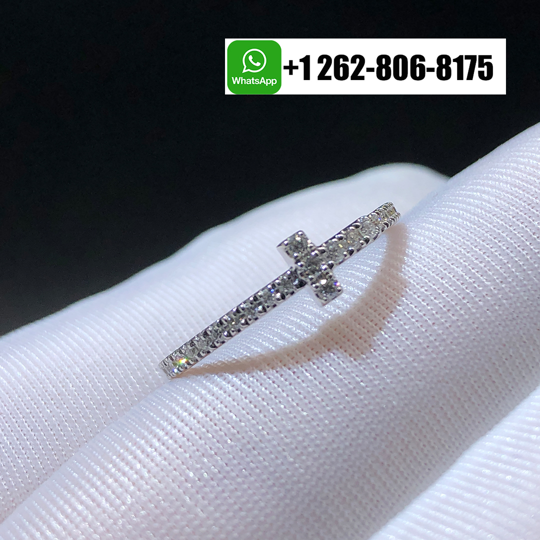 Tiffany & Co. 18k White Gold T Diamond Wire Band Ring