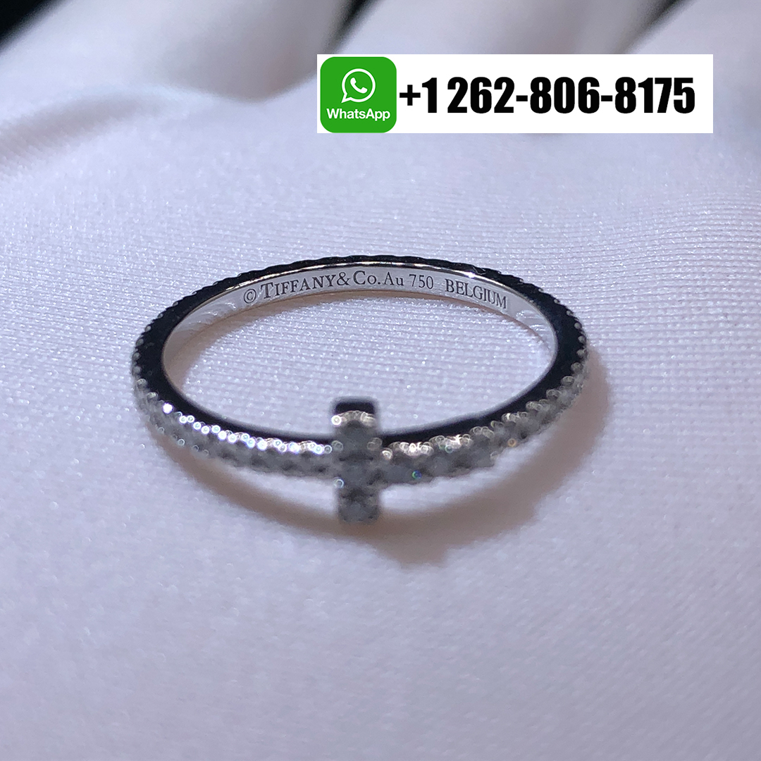Tiffany & Co. 18k White Gold T Diamond Wire Band Ring