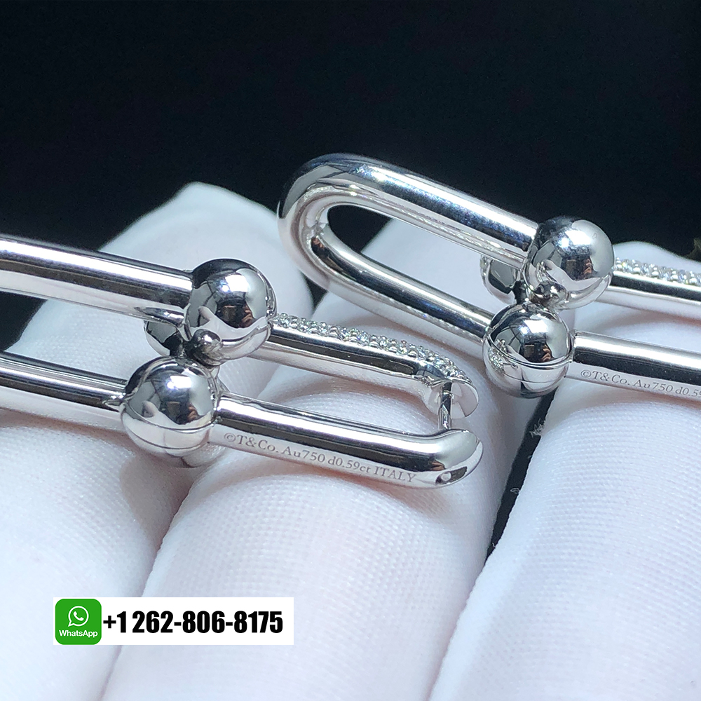 Tiffany & Co. City HardWear Large Link Pavé Diamond 18k White Gold Dangle Earrings 70353148