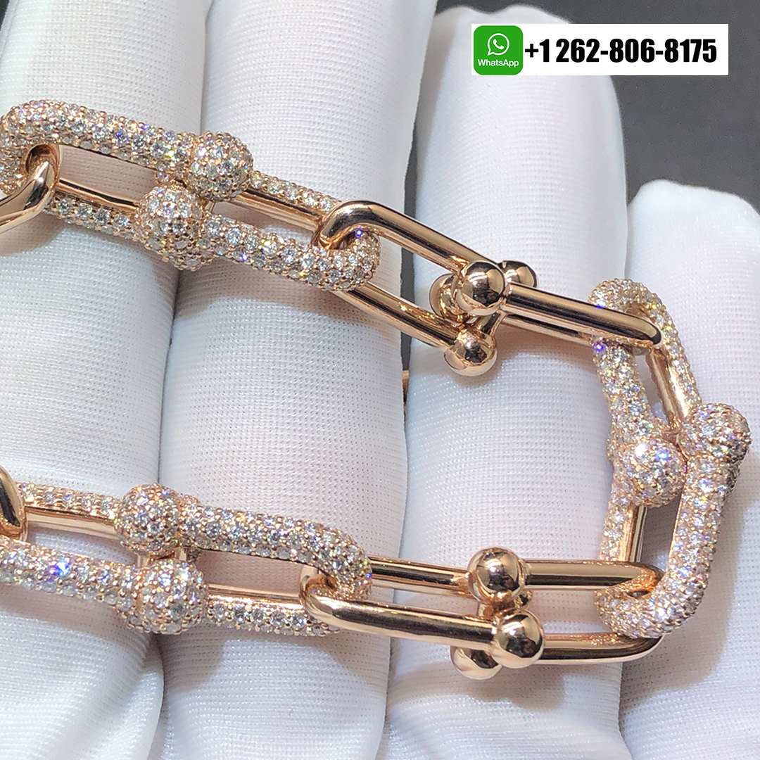 Tiffany & Co. HardWear Graduated Link 18k Rose Gold Pavé Diamonds Necklace 68692482