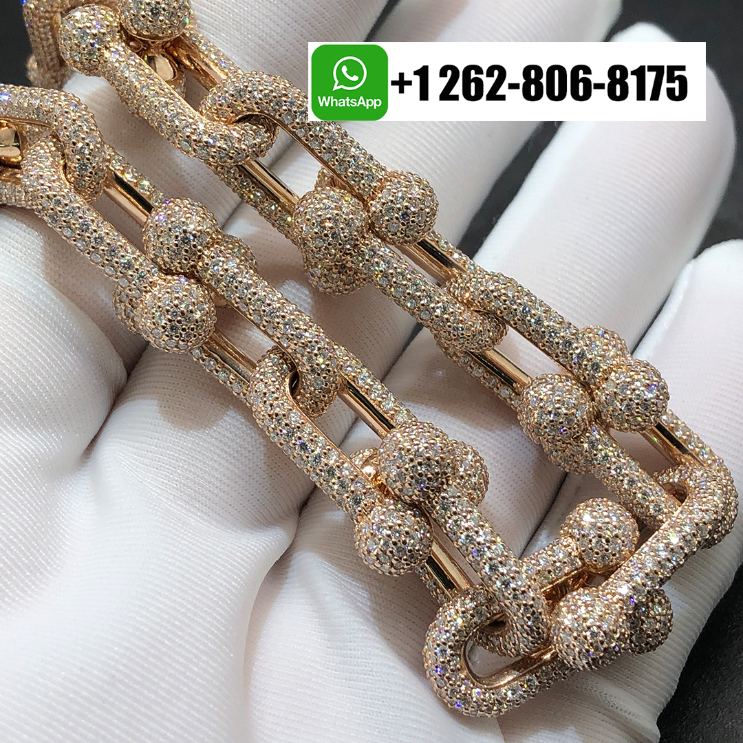 Tiffany & Co. HardWear Graduated Link Full Pavé Diamonds 18k Rose Gold Necklace 70750988