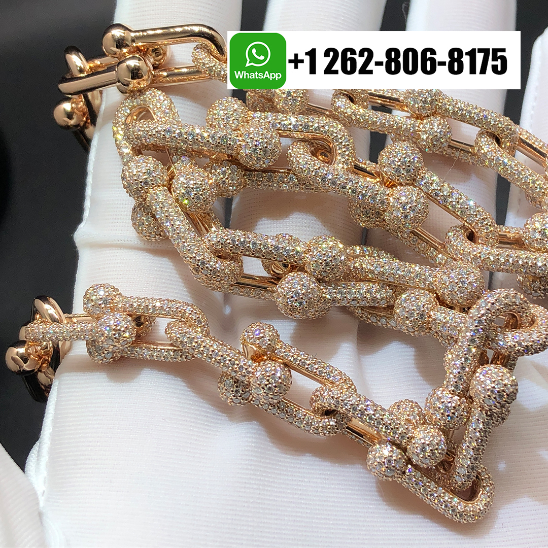 Tiffany & Co. HardWear Graduated Link Full Pavé Diamonds 18k Rose Gold Necklace 70750988