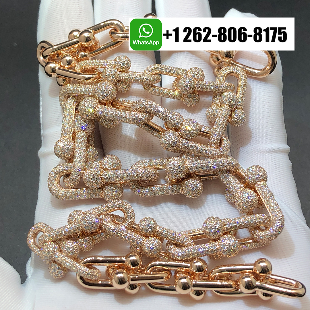 Tiffany & Co. HardWear Graduated Link Full Pavé Diamonds 18k Rose Gold Necklace 70750988