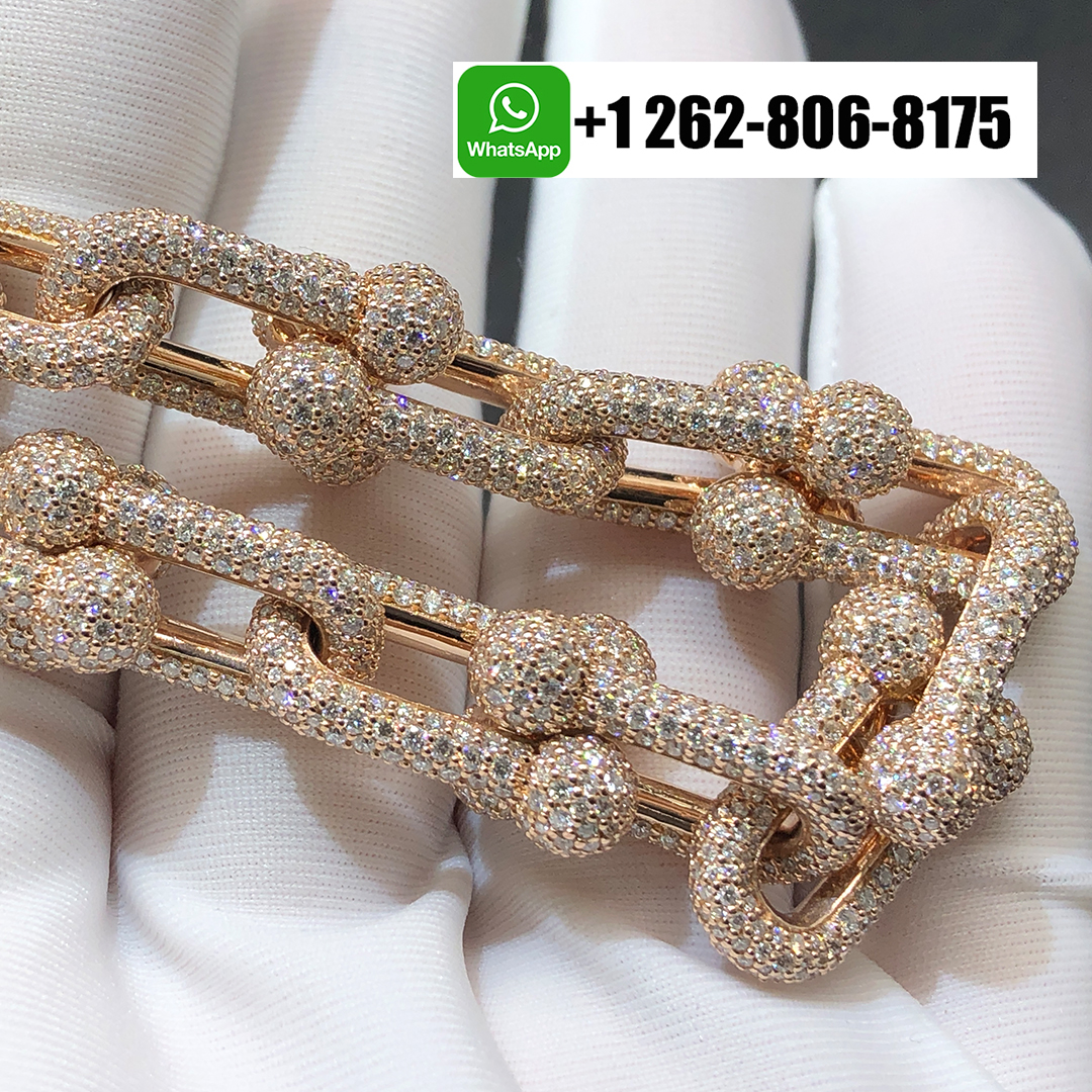 Tiffany & Co. HardWear Graduated Link Full Pavé Diamonds 18k Rose Gold Necklace 70750988