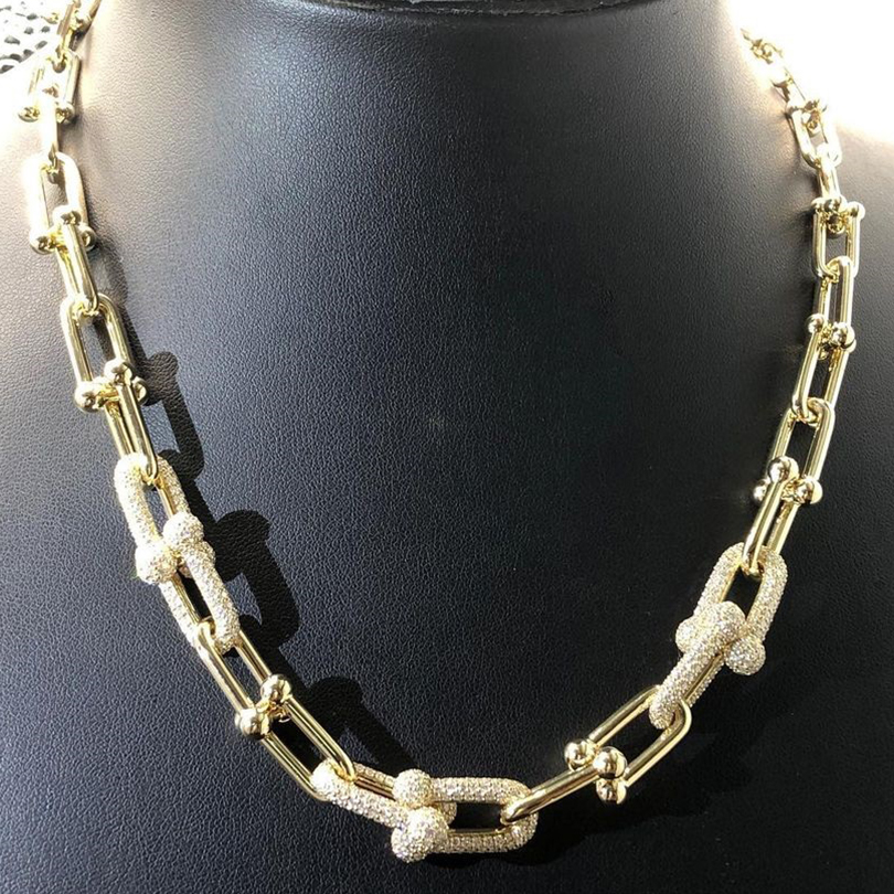 Tiffany & Co. HardWear Graduated Link Pavé Diamond 18K Yellow Gold Necklace 70353032