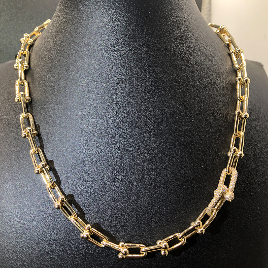 Tiffany & Co. HardWear Medium Link 18K Yellow Gold Diamonds Necklace 70751135