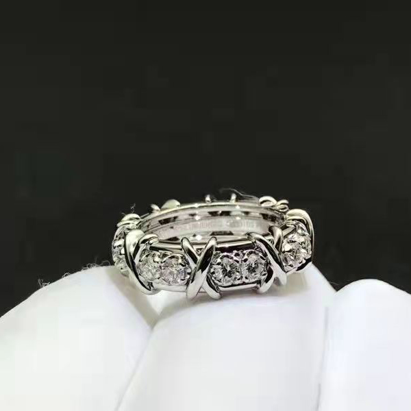 Tiffany & Co. Jean Schlumberger Sixteen Stone Diamond X Motif Platinum Ring 60108188