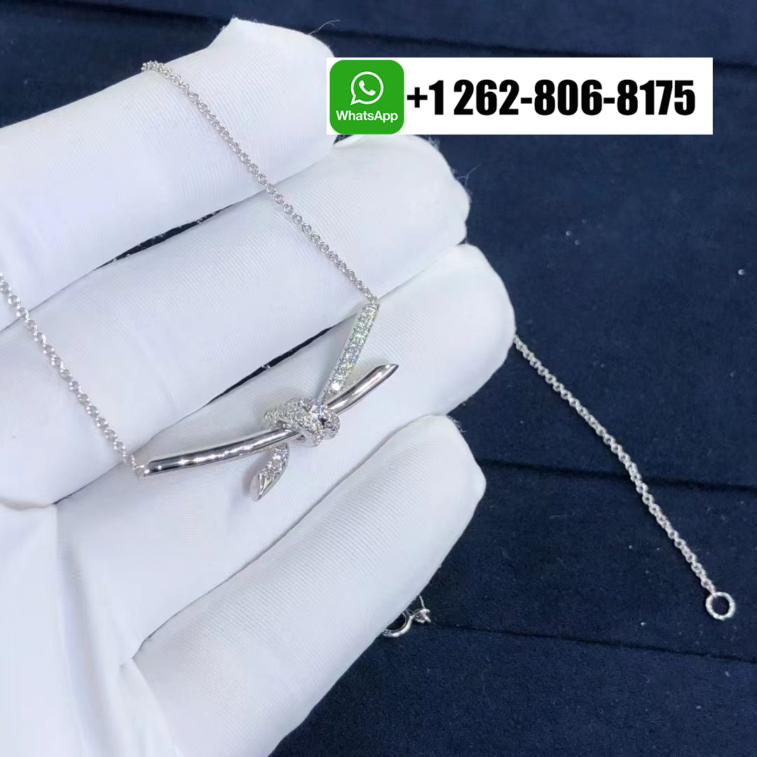Tiffany & Co. Knot 18k White Gold Diamond Pendant Necklace 70300346