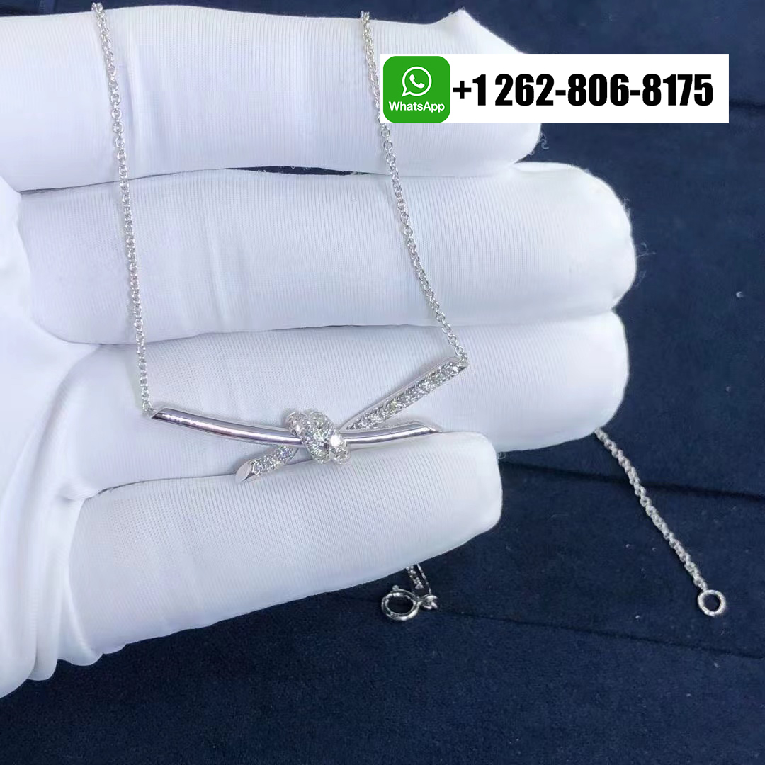Tiffany & Co. Knot 18k White Gold Diamond Pendant Necklace 70300346