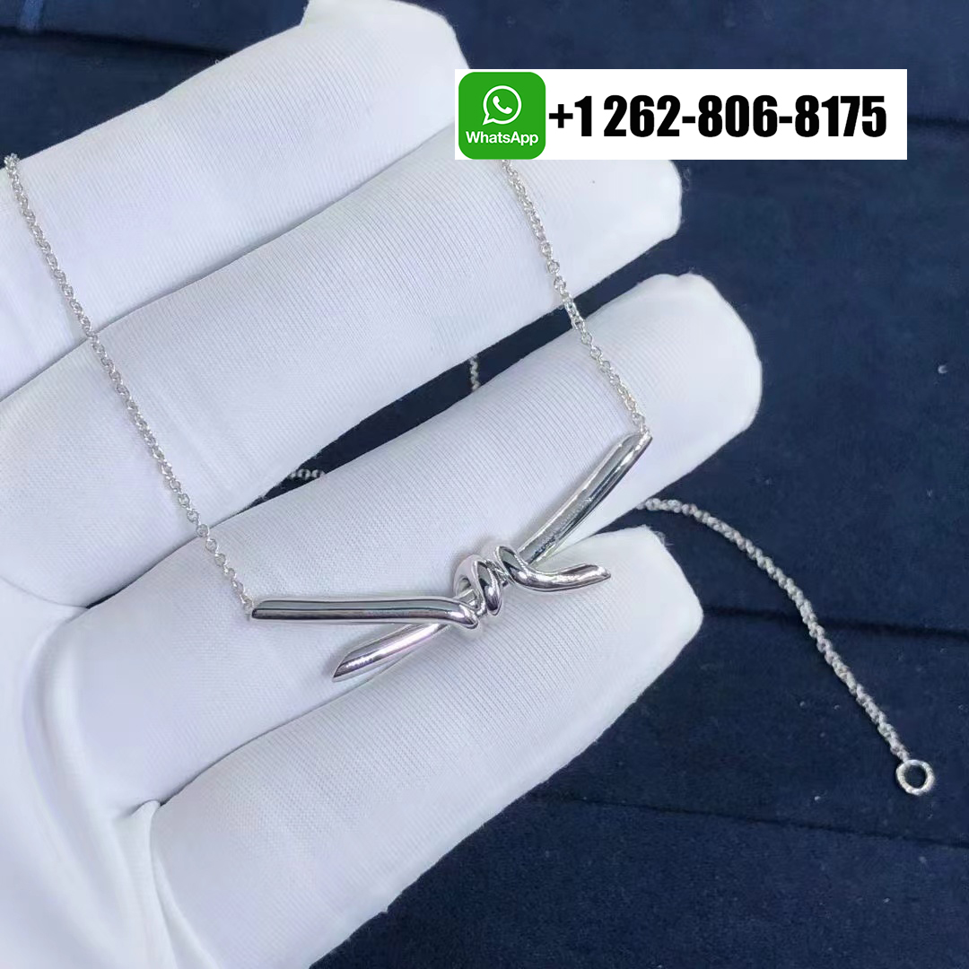 Tiffany & Co. Knot 18k White Gold Diamond Pendant Necklace 70300346