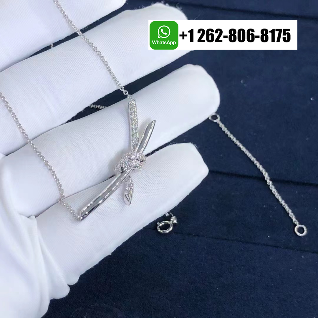 Tiffany & Co. Knot 18k White Gold Diamond Pendant Necklace 70300346