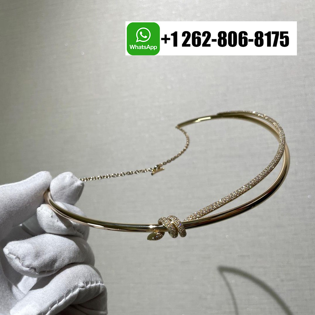 Tiffany & Co. Knot Double Row 18k Rose Gold Diamond Necklace 69525830