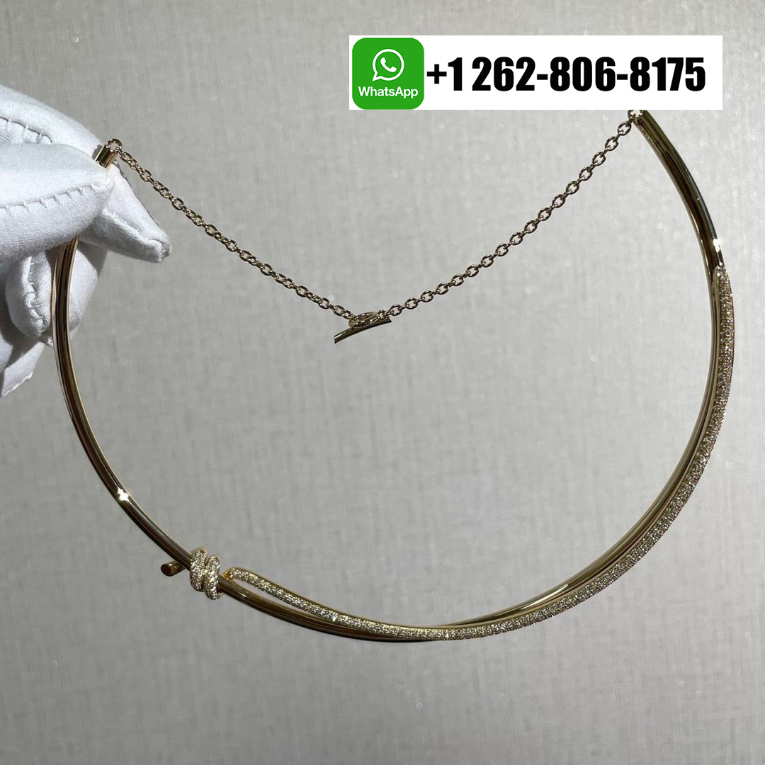 Tiffany & Co. Knot Double Row 18k Rose Gold Diamond Necklace 69525830