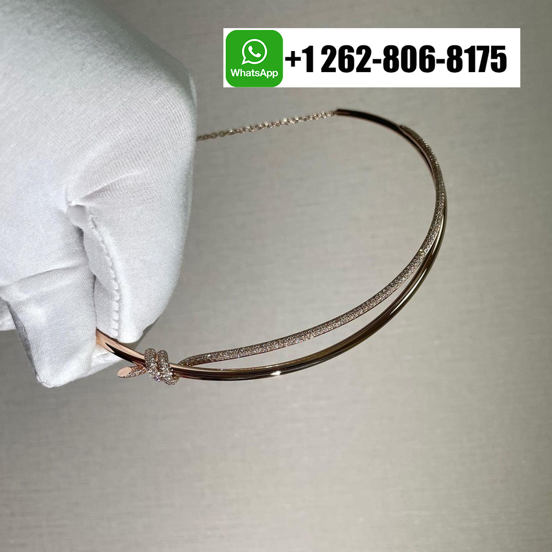 Tiffany & Co. Knot Double Row 18k Rose Gold Diamond Necklace 69525830