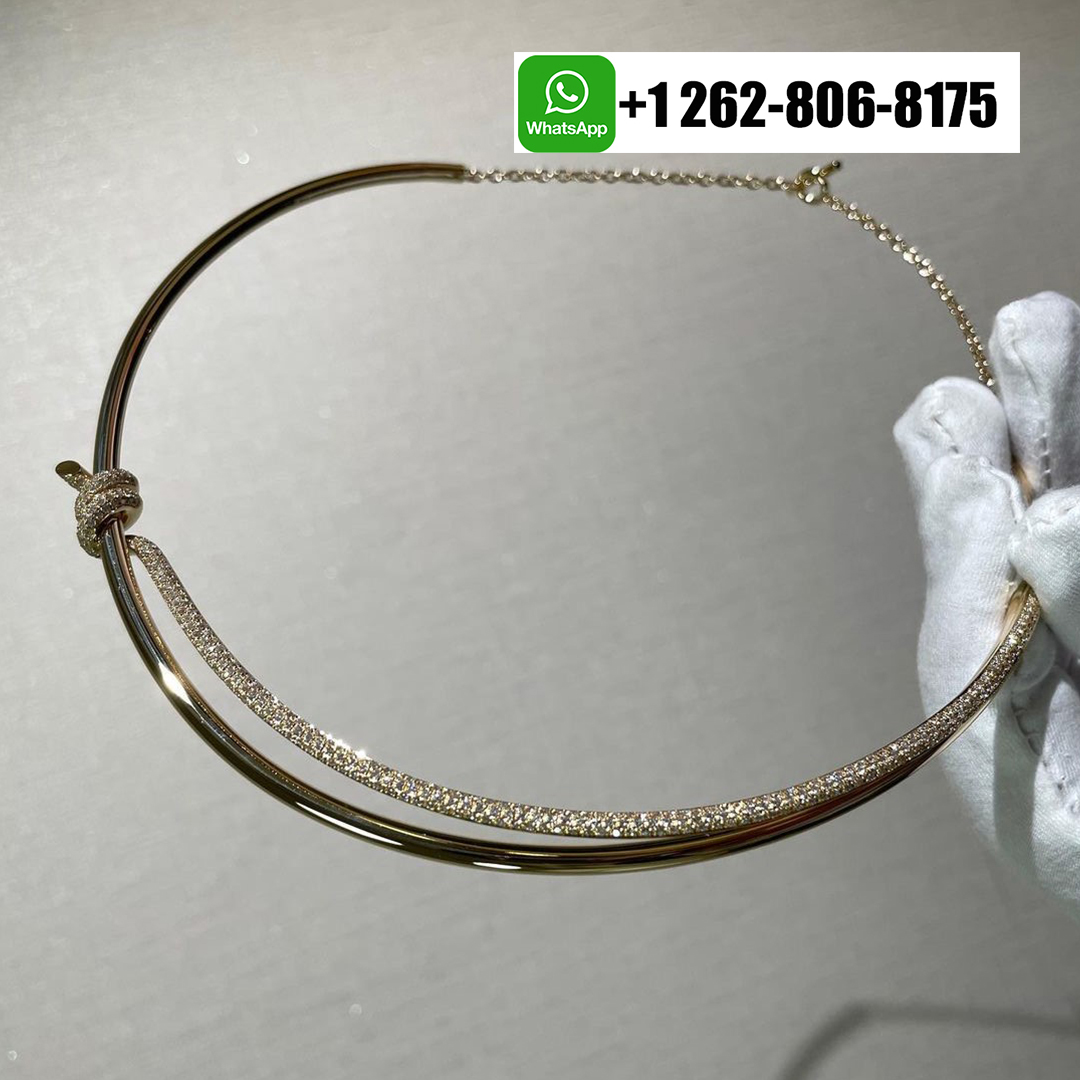 Tiffany & Co. Knot Double Row 18k Rose Gold Diamond Necklace 69525830