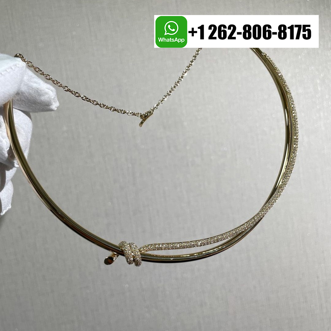 Tiffany & Co. Knot Double Row 18k Rose Gold Diamond Necklace 69525830