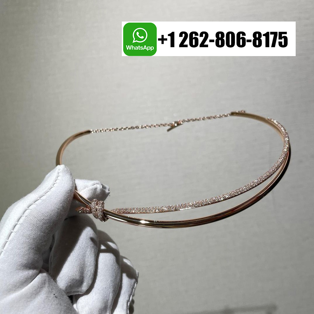 Tiffany & Co. Knot Double Row 18k Rose Gold Diamond Necklace 69525830