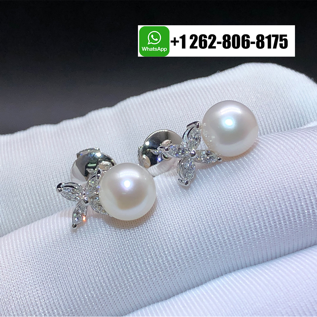 Tiffany & Co. Platinum Diamond & Pearl Victoria Earrings 60152975