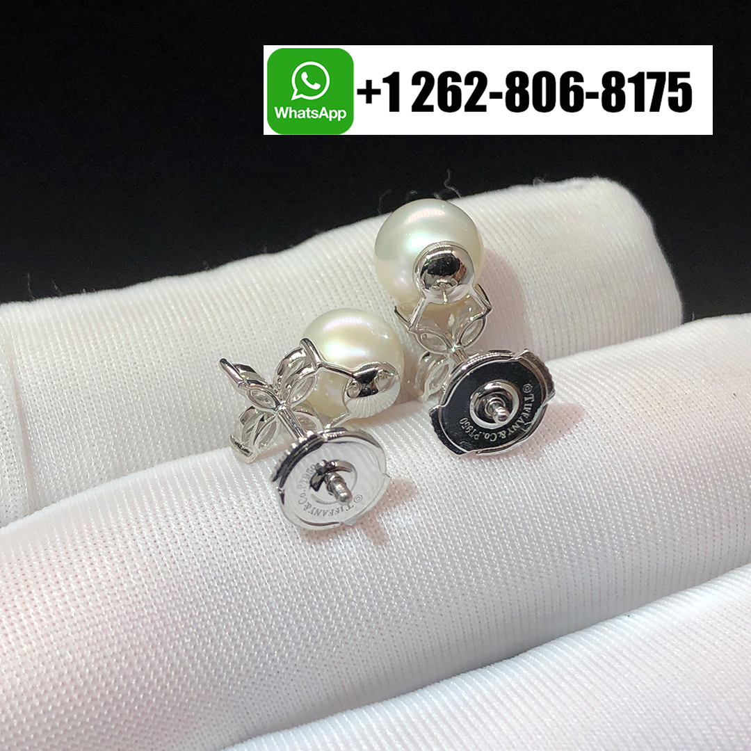 Tiffany & Co. Platinum Diamond & Pearl Victoria Earrings 60152975