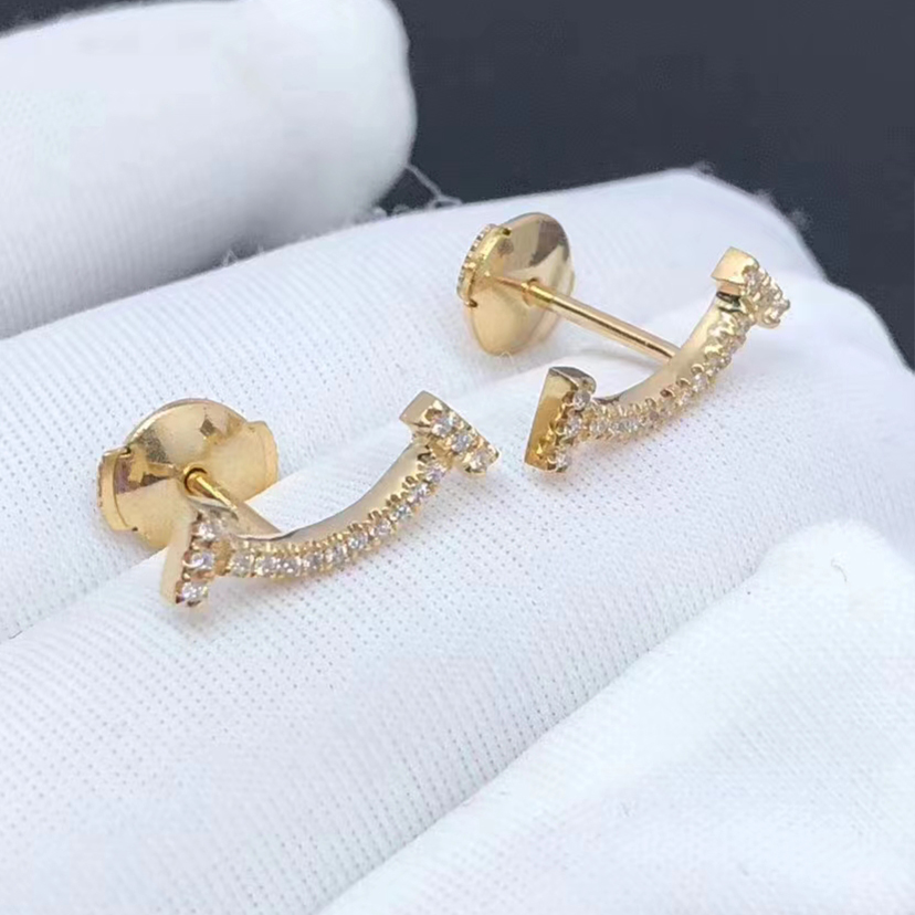 Tiffany & Co. T Smile 18k Yellow Gold Diamonds Earrings 36667176