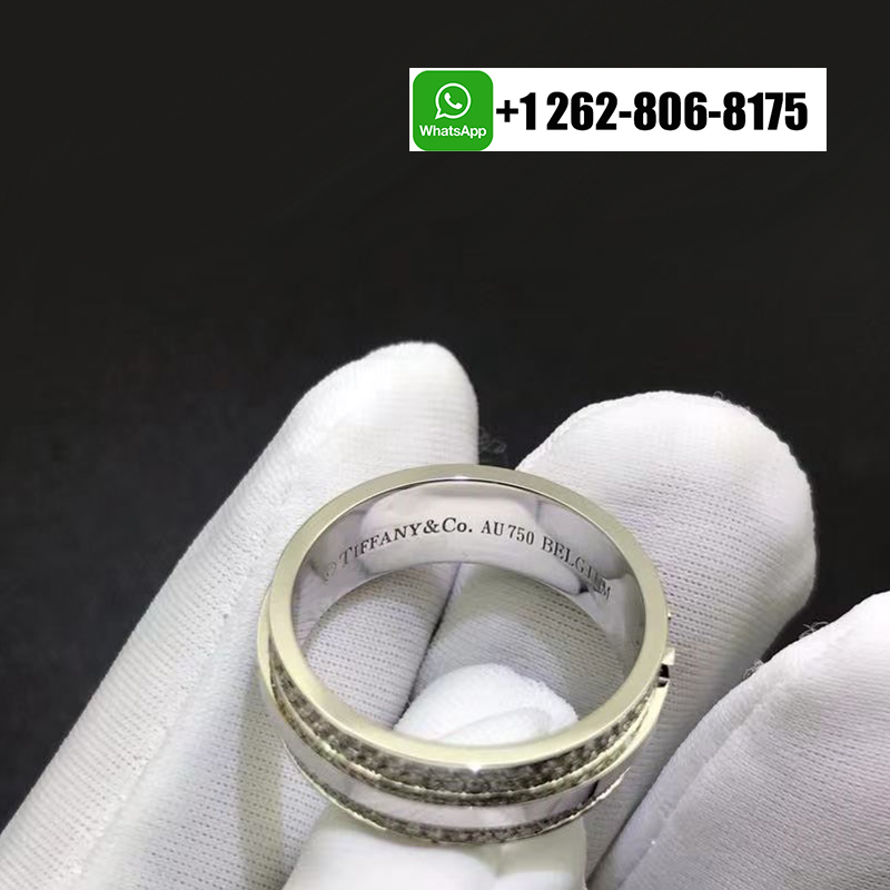 Tiffany & Co. T Wide 18K White Gold Pavé Diamond Ring 60150909