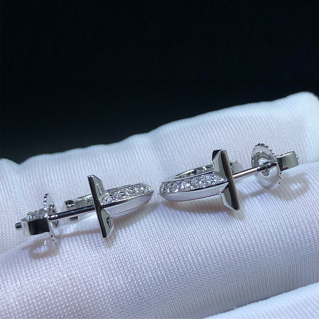 Tiffany & Co. T1 18k White Gold Diamond Extra Small Hoop Earrings 69783031