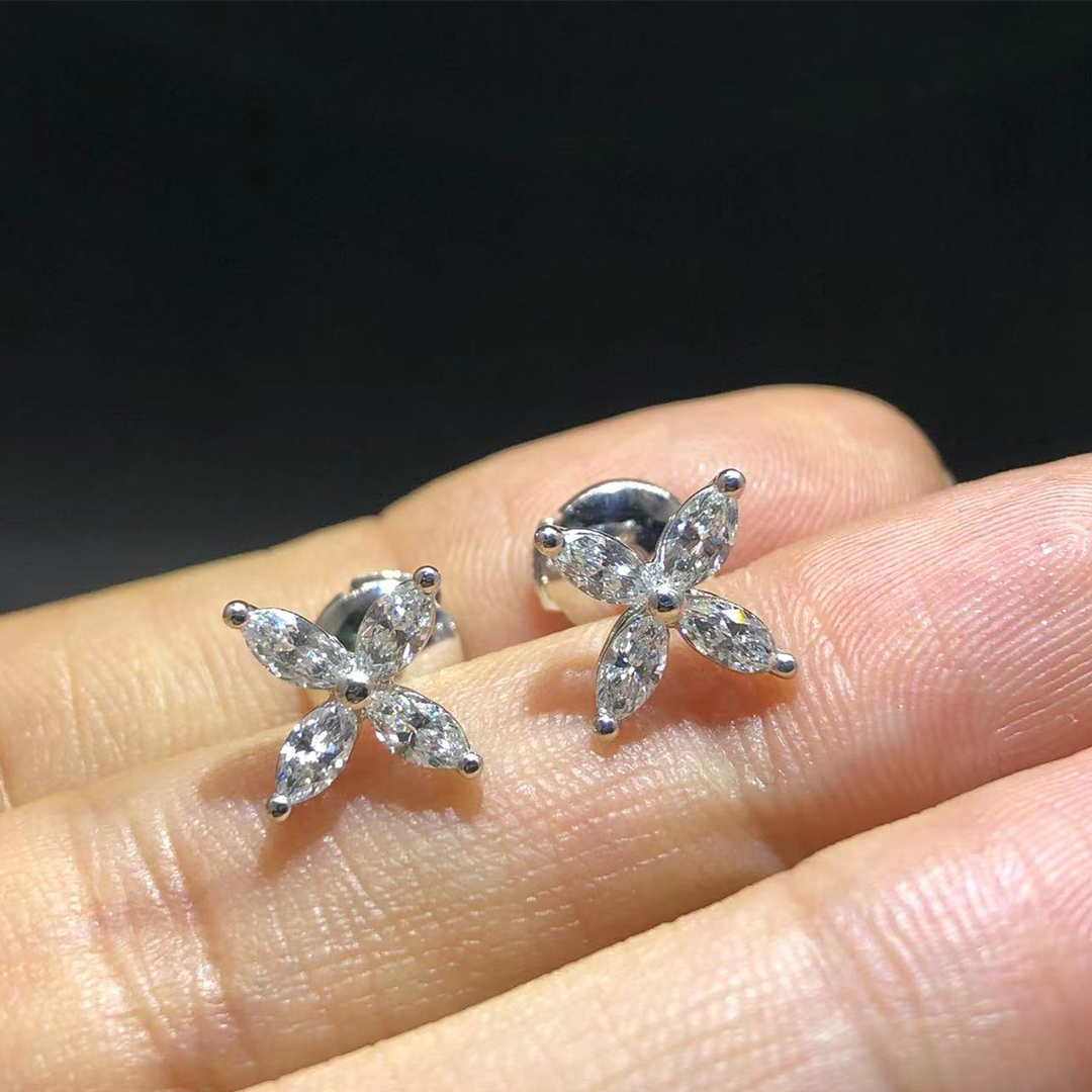 Tiffany & Co. Victoria 0.92ct Marquise Diamond Medium Model Platinum Earrings 60132211