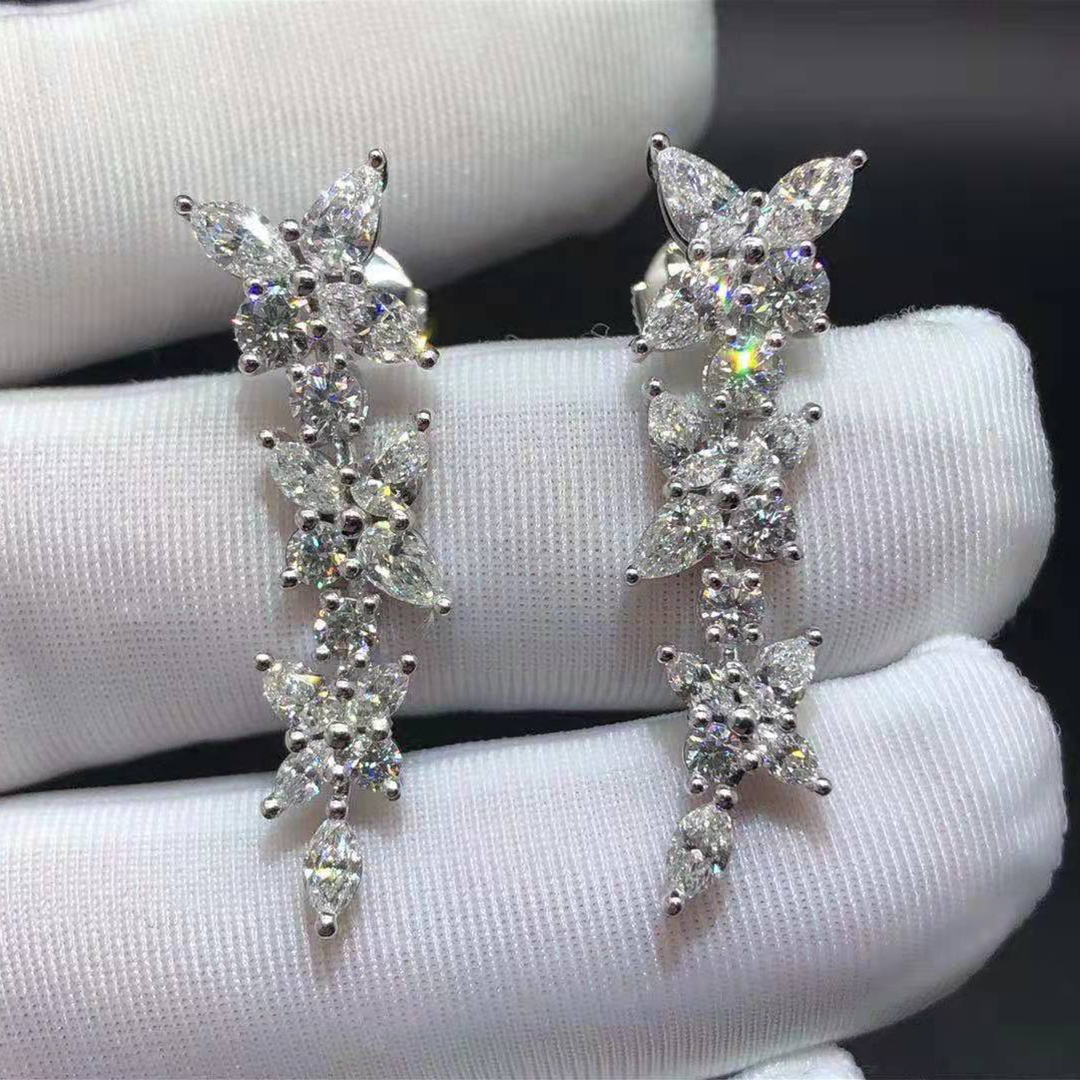 Tiffany & Co. Victoria 4.25ct Mixed Cluster Platinum Drop Earrings 60011807