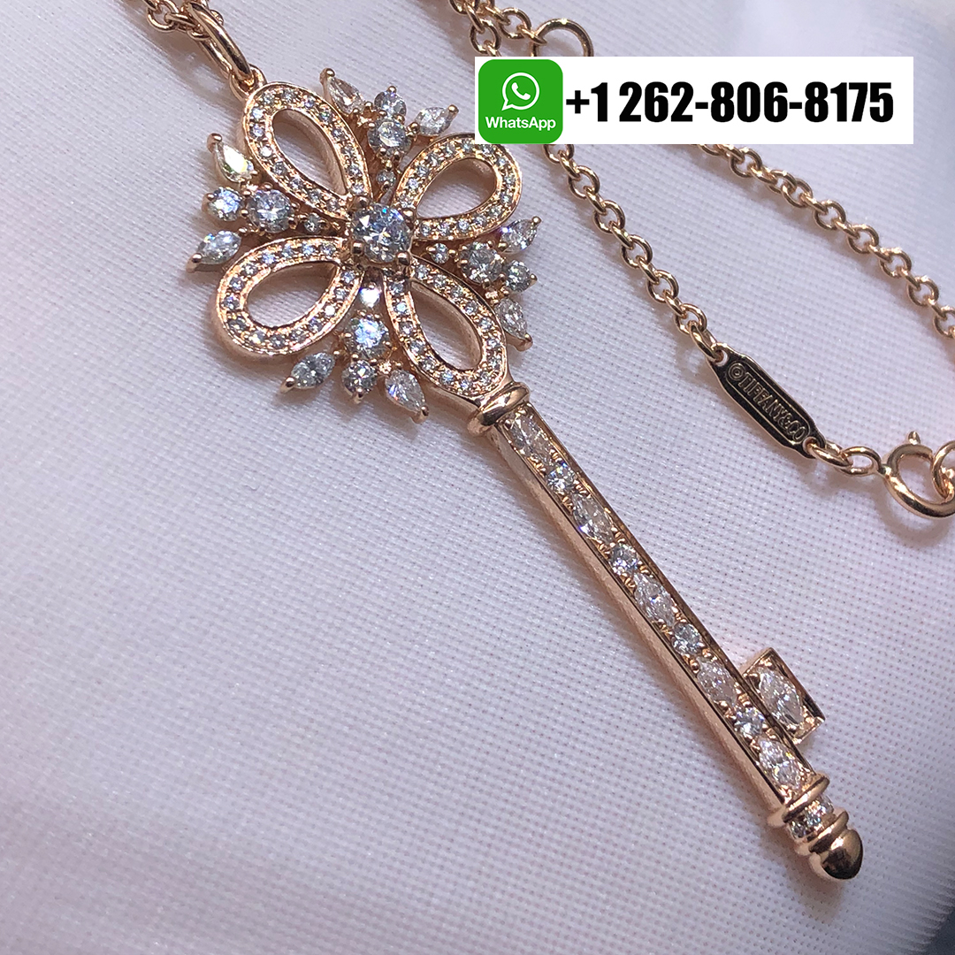 Tiffany & Co. Victoria Key 18k Rose Gold Diamond Large Model Pendant Necklace 35251561