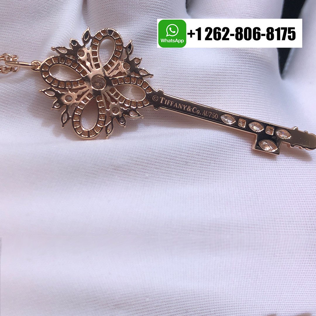 Tiffany & Co. Victoria Key 18k Rose Gold Diamond Large Model Pendant Necklace 35251561