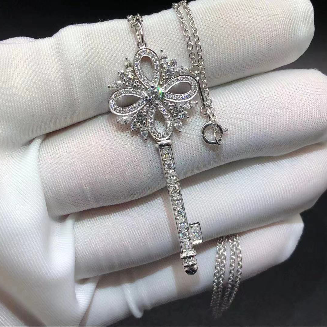 Tiffany & Co. Victoria Key Platinum Diamond Large Size Pendant Necklace 60011757