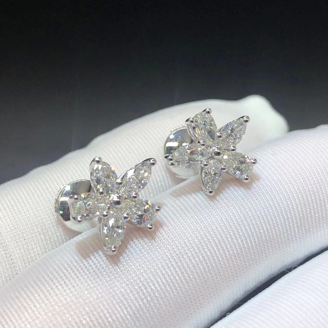 Tiffany & Co. Victoria Platinum Diamond Mixed Cluster Large Model Earrings 60011821