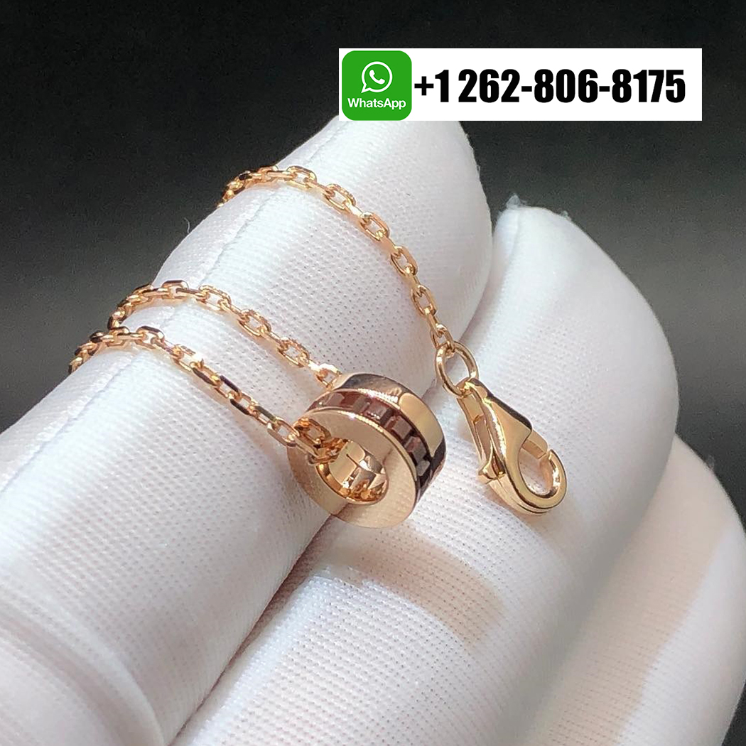 Boucheron Quatre Classique 18k Yellow Gold Rose Gold Brown PVD Mini Pendant Necklace JPN00648